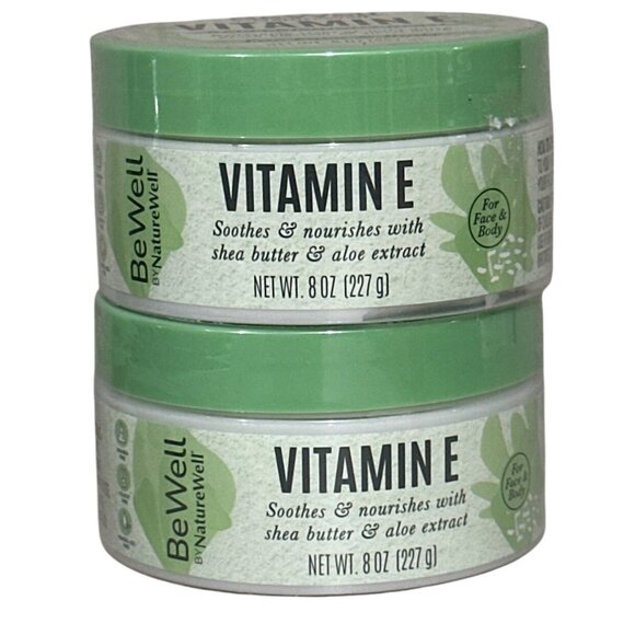 BeWell Naturals Vitamin E Cream 8 Oz (227 G) 2-Pack With Shea Butter & Aloe - Picture 1 of 2